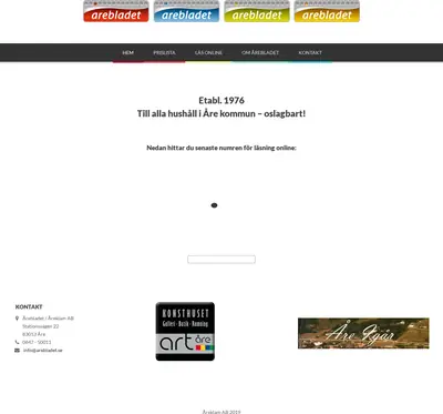 Årebladet startsida 2019