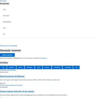 Årebladet startsida 2026