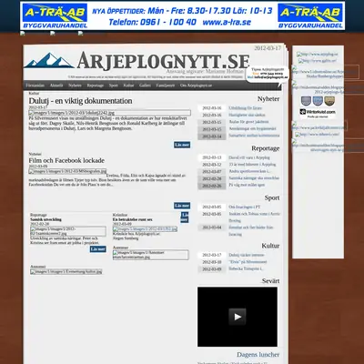 www.arjeplognytt.se startsida 2012