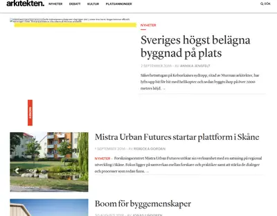 Arkitekten startsida 2016