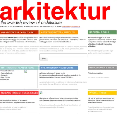 Arkitektur startsida 2003