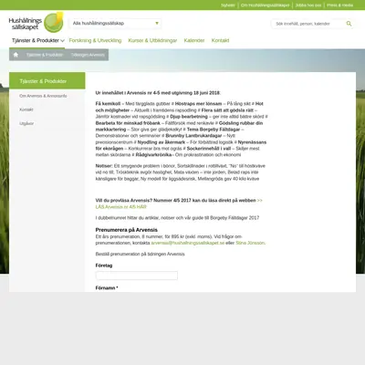 www.arvensis.se startsida 2018