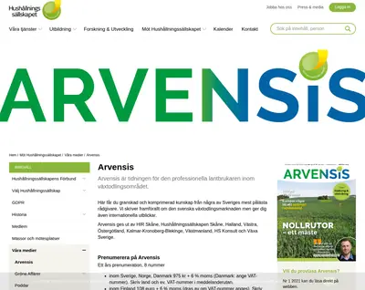 www.arvensis.se startsida 2021