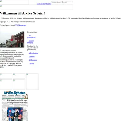 Arvika Nyheter, Västra Värmlands Tidning startsida 2007
