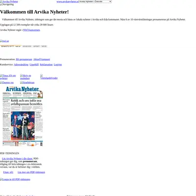Arvika Nyheter, Västra Värmlands Tidning startsida 2008