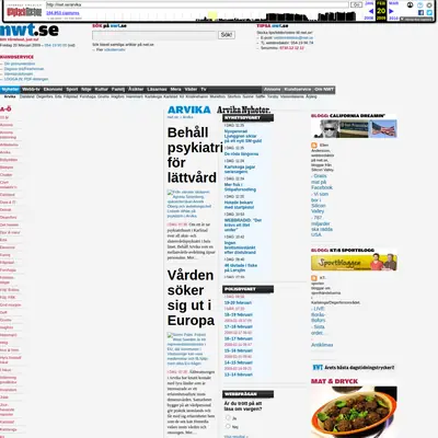 Arvika Nyheter, Västra Värmlands Tidning startsida 2009