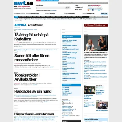 Arvika Nyheter, Västra Värmlands Tidning startsida 2011
