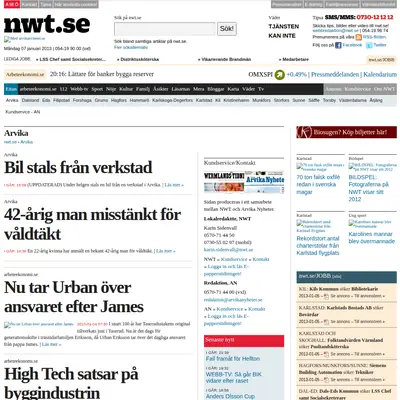 Arvika Nyheter, Västra Värmlands Tidning startsida 2013