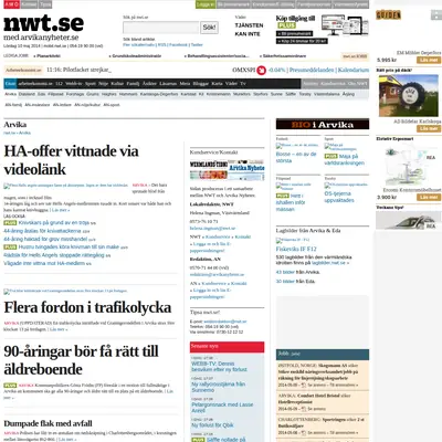 Arvika Nyheter, Västra Värmlands Tidning startsida 2014