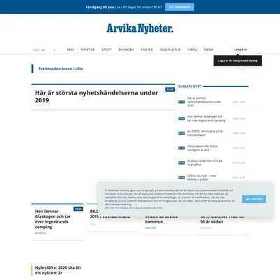 Arvika Nyheter, Västra Värmlands Tidning startsida 2020