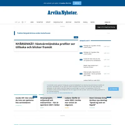 Arvika Nyheter, Västra Värmlands Tidning startsida 2022