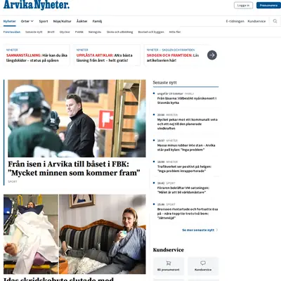 Arvika Nyheter, Västra Värmlands Tidning startsida 2024