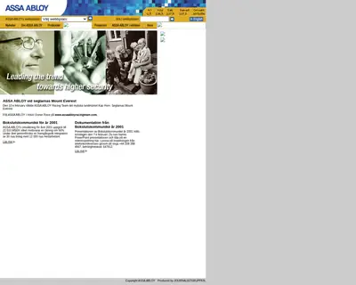 ASSA ABLOY News startsida 2002