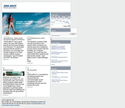 ASSA ABLOY News startsida 2004