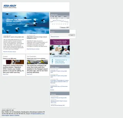 ASSA ABLOY News startsida 2007