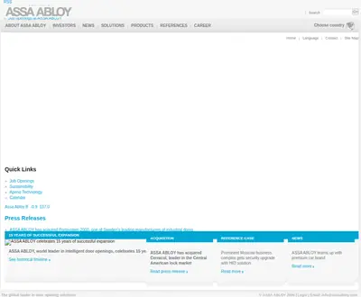 ASSA ABLOY News startsida 2010