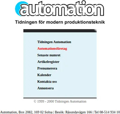 Automation startsida 2002