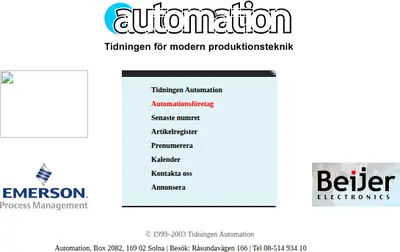 Automation startsida 2003