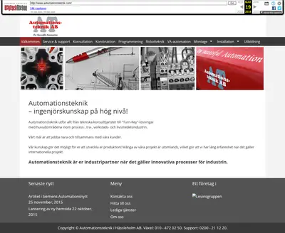automationsteknik.com startsida 2015
