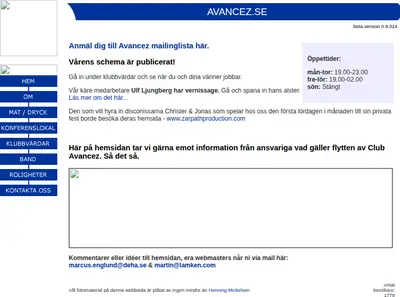 Avancons startsida 2001
