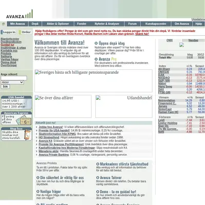 Avanza Live startsida 2005