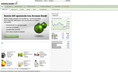 Avanza Live startsida 2010