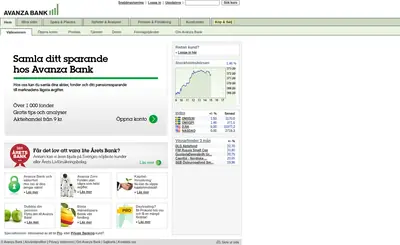 Avanza Live startsida 2011