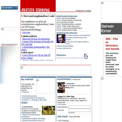 www.avestatidning.com startsida 2001