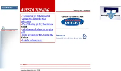 www.avestatidning.com startsida 2003