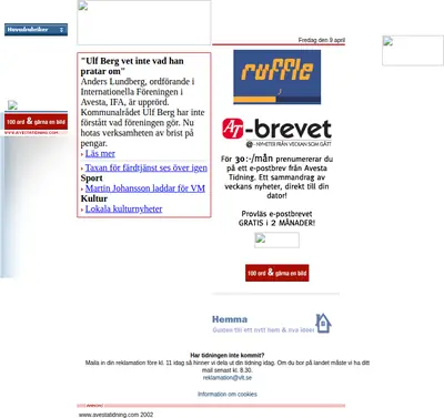 www.avestatidning.com startsida 2004