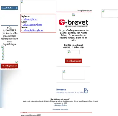 www.avestatidning.com startsida 2005
