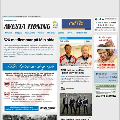 www.avestatidning.com startsida 2011