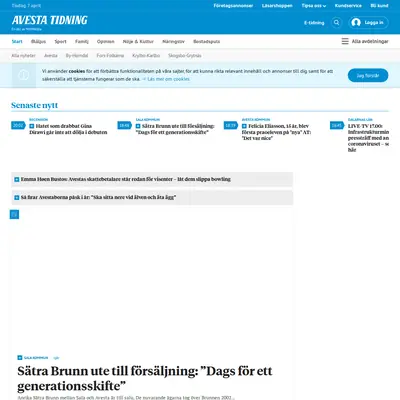 www.avestatidning.com startsida 2020