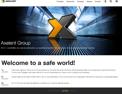 Axelent, www.axelent.se startsida 2015