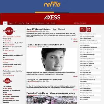 Axess.se startsida 2010