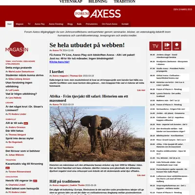 Axess.se startsida 2015