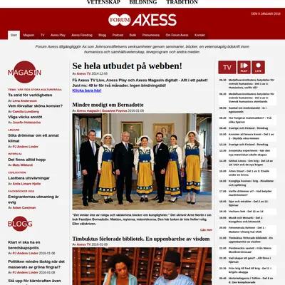 Axess.se startsida 2016