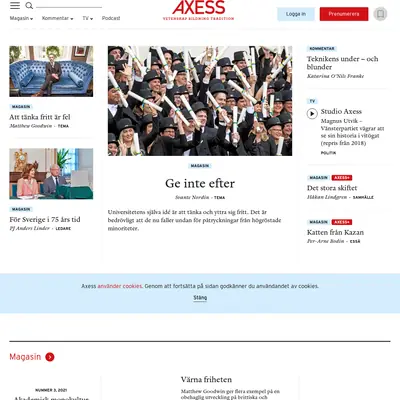 Axess.se startsida 2021