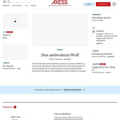 Axess.se startsida 2023