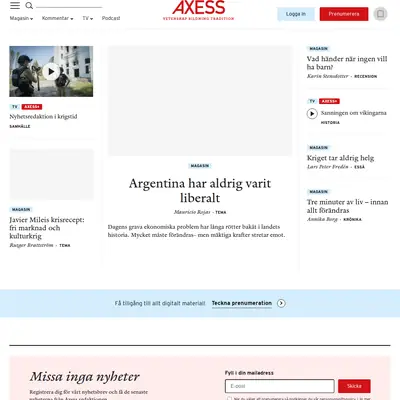 Axess.se startsida 2025