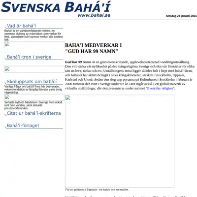 Bahá´i Nytt startsida 2002