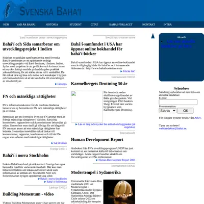 Bahá´i Nytt startsida 2005