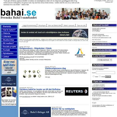 Bahá´i Nytt startsida 2007