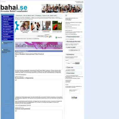 Bahá´i Nytt startsida 2009