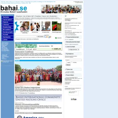 Bahá´i Nytt startsida 2010