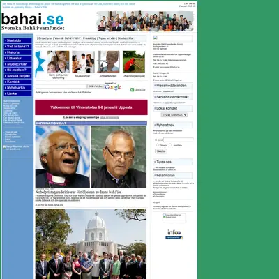 Bahá´i Nytt startsida 2012