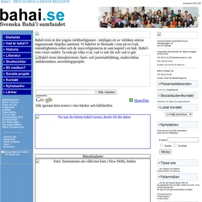 Bahá´i Nytt startsida 2013