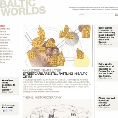 Baltic Worlds startsida 2014