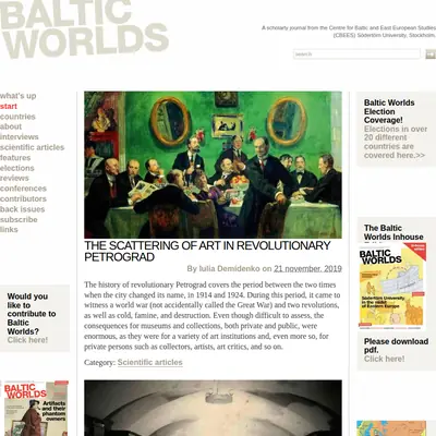 Baltic Worlds startsida 2020
