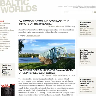 Baltic Worlds startsida 2021